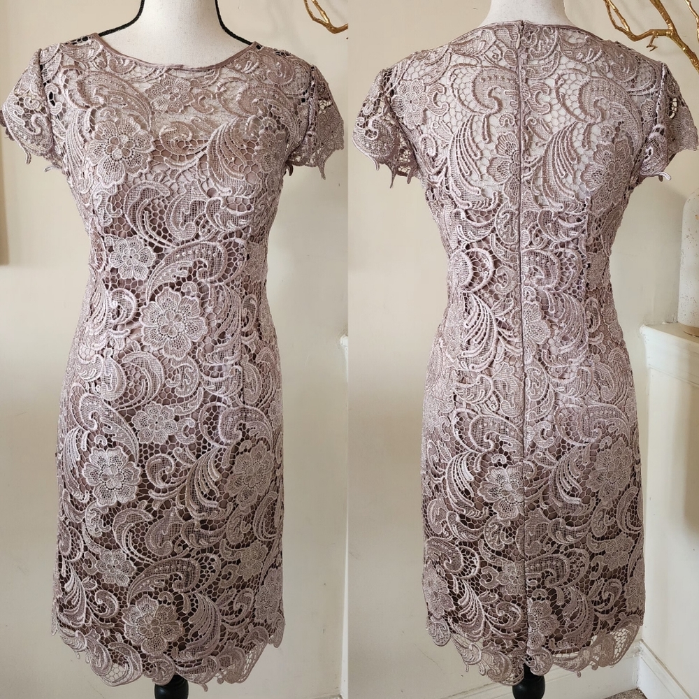 🔥 Patra Taupe Venise Lace Dress